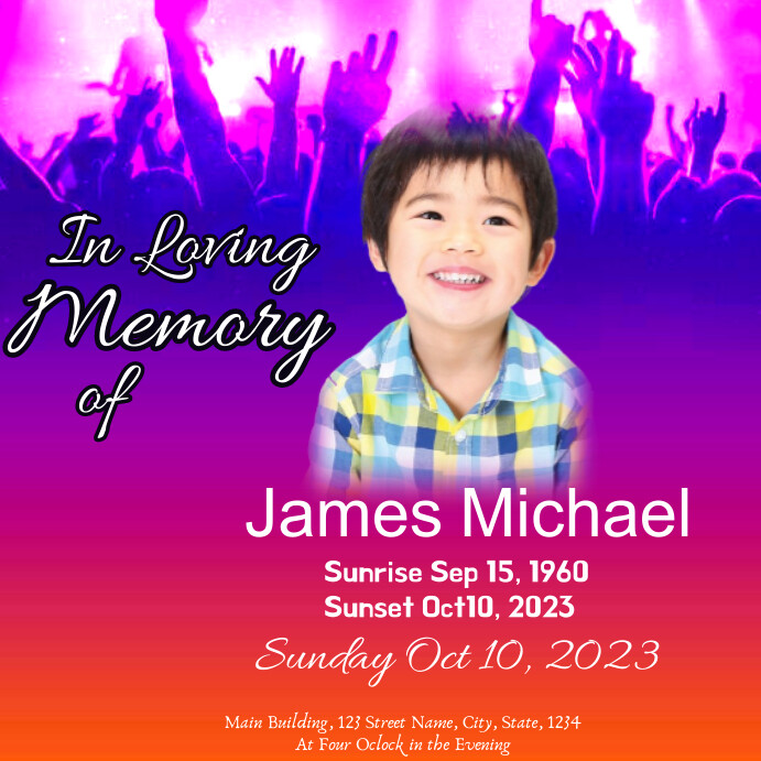 Funeral Announcement flyer,simple modern Template PosterMyWall